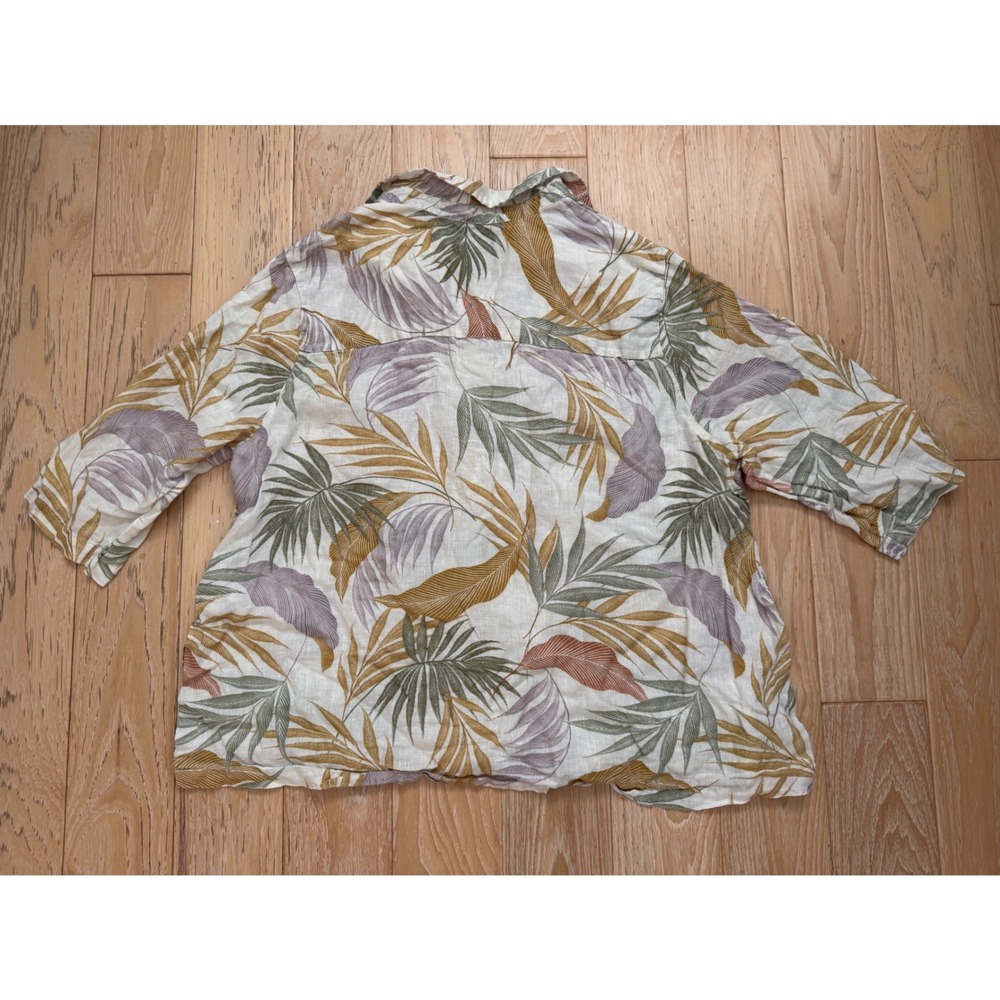Tahari Womens 3X Linen Tropical Palm Leaf Print Tunic Top Lagenlook coastal - Picture 7 of 7